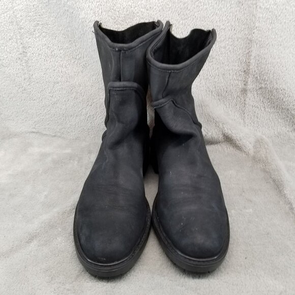 Zara Basic Shoes Womens EU 38 US 7 Black Leather Zip Gold Combat Boots *Read* - Picture 5 of 11